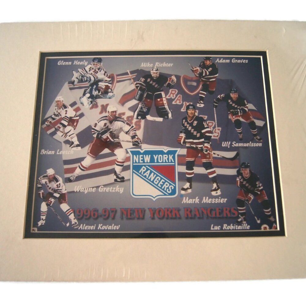 Vintage 1996 - 1997 NEW YORK RANGERS Hockey Rare Small Promo Poster Mat Board